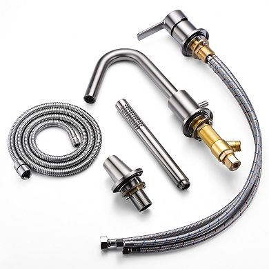 SUMERAIN 3 Hole Deck Mount Roman Tub Faucet with Hand Shower, Solid Brass, Valve Included