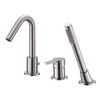 SUMERAIN 3 Hole Deck Mount Roman Tub Faucet with Hand Shower, Solid Brass, Valve Included