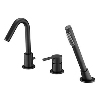 SUMERAIN 3 Hole Deck Mount Roman Tub Faucet with Hand Shower, Solid Brass, Valve Included