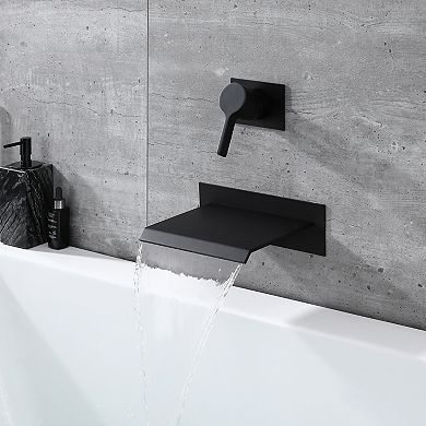 SUMERAIN Wall Mount Tub Faucet, Waterfall Tub Spout Single Handle with Rough in Valve High Flow