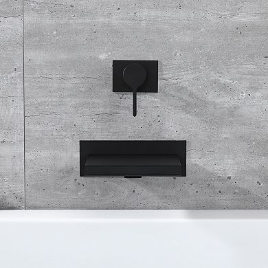 SUMERAIN Wall Mount Tub Faucet, Waterfall Tub Spout Single Handle with Rough in Valve High Flow