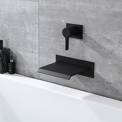 SUMERAIN Wall Mount Tub Faucet, Waterfall Tub Spout Single Handle with Rough in Valve High Flow