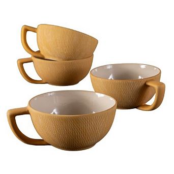 Marigold Crosshatch Latte Mugs - Set of 4