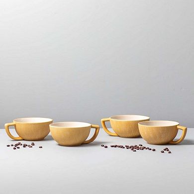 Marigold Crosshatch Latte Mugs - Set of 4