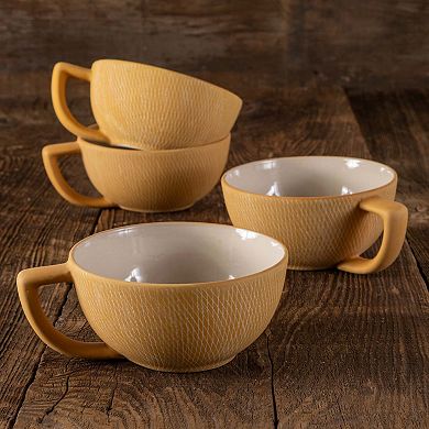 Marigold Crosshatch Latte Mugs - Set of 4