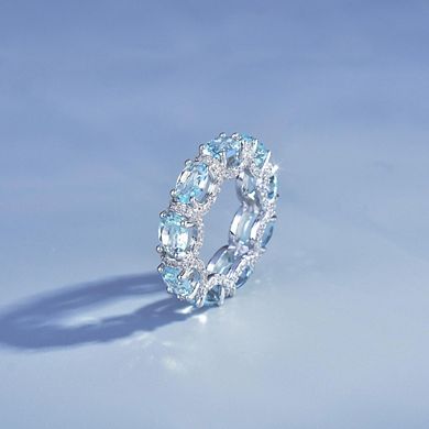 Oval-Cut Sea Blue Crystal Engagement Ring