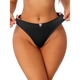 Women's Low Rise Thongs Ice Silk G-String T-Back Smooth Soft Underwear