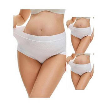 3 Packs Women's High Waist Cotton Maternity Underwear Soft Jacquard Texture Briefs