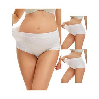 3 Packs Women's High Waist Cotton Maternity Underwear Soft Jacquard Texture Briefs