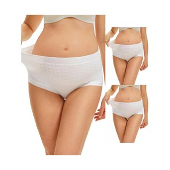 3 Packs Women's High Waist Cotton Maternity Underwear Soft Jacquard Texture Briefs