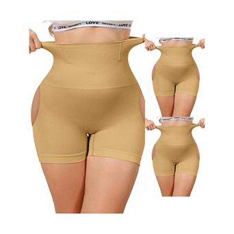 3 Packs Women's High Waisted Thigh Slimmer Tummy Control Under Dress Shorts Hip Lifting Body Shaper