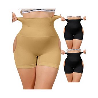 3 Packs Women's High Waisted Thigh Slimmer Tummy Control Under Dress Shorts Hip Lifting Body Shaper