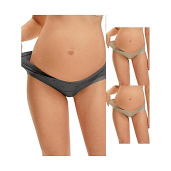 3 Packs Maternity Postpartum Underwear Low Rise Pregnancy Briefs with Belly Support V-Cut Waist