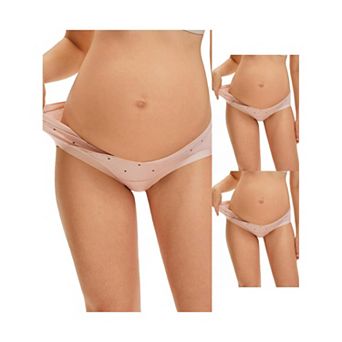 3 Packs Maternity Postpartum Underwear Low Rise Pregnancy Briefs with Belly Support V-Cut Waist