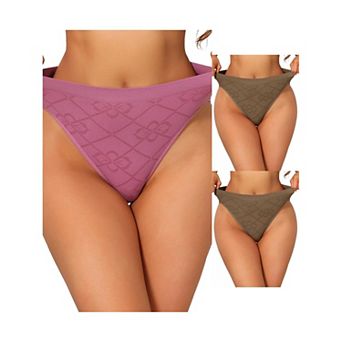 3 Packs Women's Mid Waisted Underwear Panties High-Cut Full Coverage Briefs with Plaid Pattern