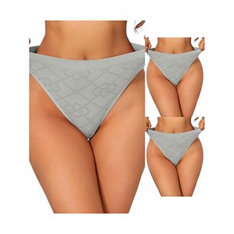 3 Packs Women's Mid Waisted Underwear Panties High-Cut Full Coverage Briefs with Plaid Pattern
