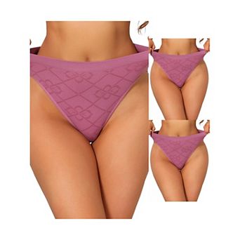 3 Packs Women's Mid Waisted Underwear Panties High-Cut Full Coverage Briefs with Plaid Pattern