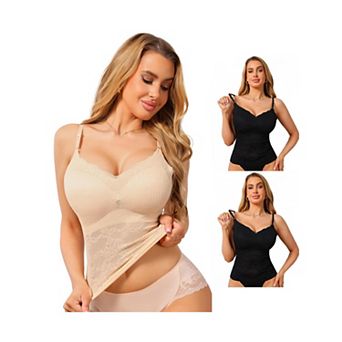 3 Packs Women's See Through Lace Camisole V Neck Spaghetti Strap Slim Fit Going Out Cami Tank