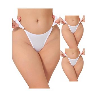 3 Packs Women's Low Rise Lace Thong Soft Silky Underwear with Side Rings