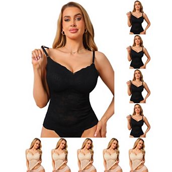 10 Packs Women's See Through Lace Camisole V Neck Spaghetti Strap Slim Fit Going Out Cami Tank
