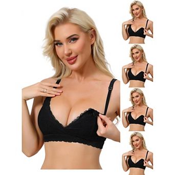5 Packs Nursing Bras for Women Lace Breastfeeding Wireless Soft Cup Pregnancy Crossover Plunge Bra