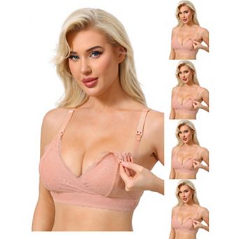 5 Packs Nursing Bras for Women Lace Breastfeeding Wireless Soft Cup Pregnancy Crossover Plunge Bra