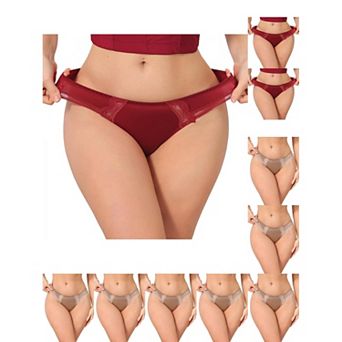 10 Packs Women's Lace Low Rise Bikini Underwear Breathable No Show Satin Briefs