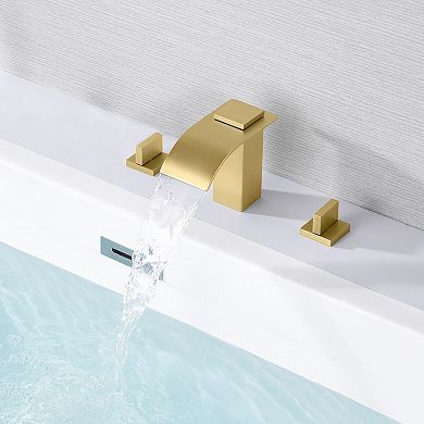 SUMERAIN Two Handle Waterfall Roman Bathtub Faucet with High Flow Rate Waterfall Spout, Deck Mount