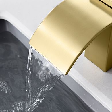 SUMERAIN Two Handle Waterfall Roman Bathtub Faucet with High Flow Rate Waterfall Spout, Deck Mount