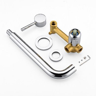 SUMERAIN Lefthand Single Handle Wall Mount Bathroom Tub Faucet, Solid Brass Long Spout