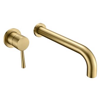 SUMERAIN Lefthand Single Handle Wall Mount Bathroom Tub Faucet, Solid Brass Long Spout