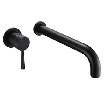 SUMERAIN Lefthand Single Handle Wall Mount Bathroom Tub Faucet, Solid Brass Long Spout