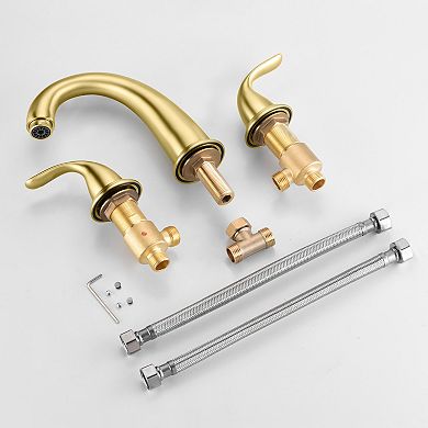 SUMERAIN 2 Handle Deck Mount Widespread Roman Bathtub Faucet with Valve, High Flow Rate