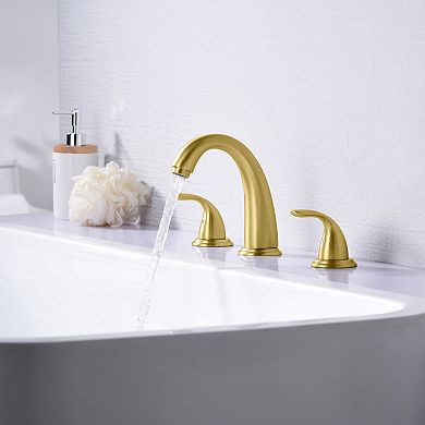 SUMERAIN 2 Handle Deck Mount Widespread Roman Bathtub Faucet with Valve, High Flow Rate