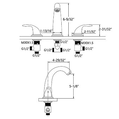 SUMERAIN 2 Handle Deck Mount Widespread Roman Bathtub Faucet with Valve, High Flow Rate