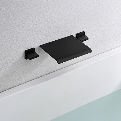 SUMERAIN Wall Mount Waterfall Tub Filler, Two Handle with Solid Brass Rough in Valve, High Flow Rate