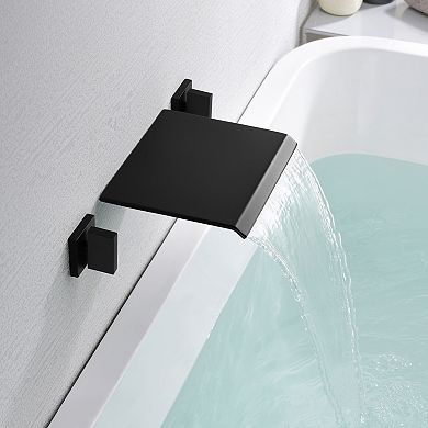 SUMERAIN Wall Mount Waterfall Tub Filler, Two Handle with Solid Brass Rough in Valve, High Flow Rate