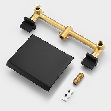SUMERAIN Wall Mount Waterfall Tub Filler, Two Handle with Solid Brass Rough in Valve, High Flow Rate