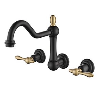 SUMERAIN Vintage Wall Mount Roman Tub Faucet, 3 Hole 8 in Center, Solid Brass