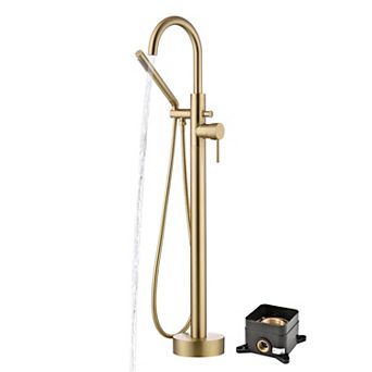 SUMERAIN Freestanding Floor Mounted Tub Faucet with Handshower, High Flow Rate Concealed Box Design