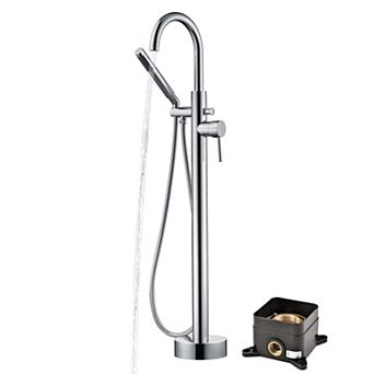 SUMERAIN Freestanding Floor Mounted Tub Faucet with Handshower, High Flow Rate Concealed Box Design