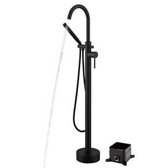 SUMERAIN Freestanding Floor Mounted Tub Faucet with Handshower, High Flow Rate Concealed Box Design