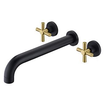 SUMERAIN Wall Mounted Roman Tub Faucet, High Flow, Rough in Valve, Extra Long Spout, Cross Handles