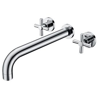 SUMERAIN Wall Mounted Roman Tub Faucet, High Flow, Rough in Valve, Extra Long Spout, Cross Handles
