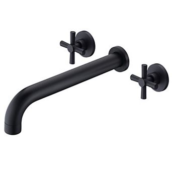 SUMERAIN Wall Mounted Roman Tub Faucet, High Flow, Rough in Valve, Extra Long Spout, Cross Handles