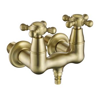 SUMERAIN Vintage Wall Mount Tub Faucet, 3-3/8-Inch Center Two Cross Handles, Two Holes, Solid Brass