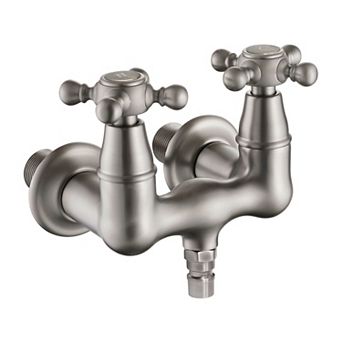 SUMERAIN Vintage Wall Mount Tub Faucet, 3-3/8-Inch Center Two Cross Handles, Two Holes, Solid Brass