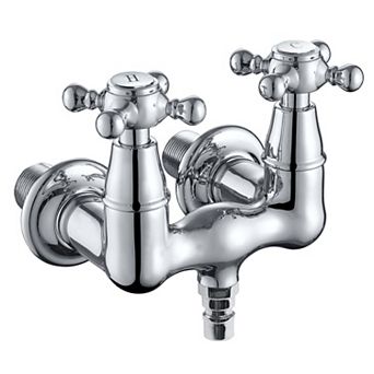 SUMERAIN Vintage Wall Mount Tub Faucet, 3-3/8-Inch Center Two Cross Handles, Two Holes, Solid Brass