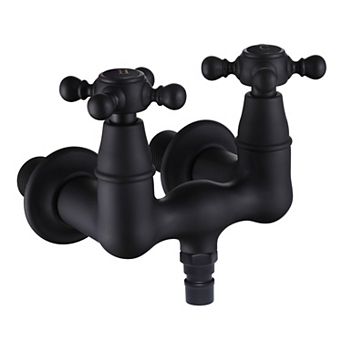SUMERAIN Vintage Wall Mount Tub Faucet, 3-3/8-Inch Center Two Cross Handles, Two Holes, Solid Brass