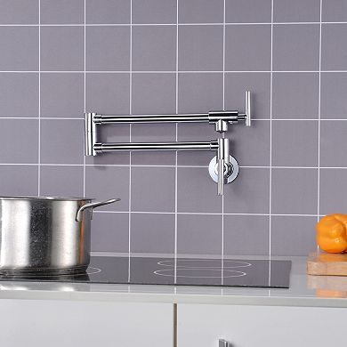 SUMERAIN Wall Mount Wall Mount, Folding Faucet with Double Joint Swing Arms, Two Handle Design